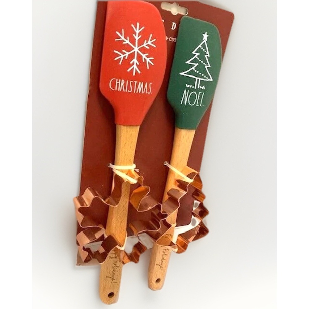 Christmas Cookies Holiday Bake Party Spatula Cookie Cutter Set Snowflake Tree